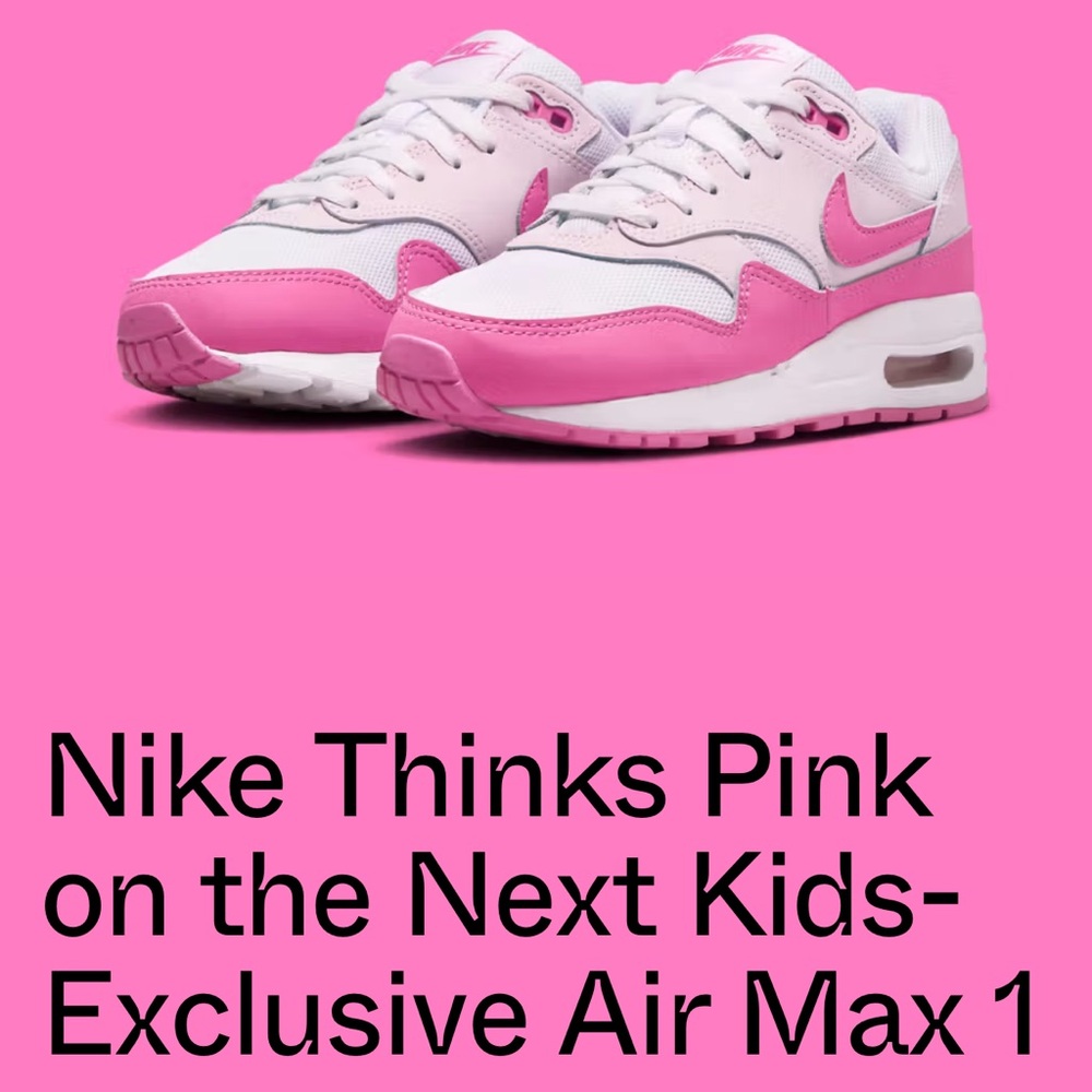 Nike Air Max 1 Kids' Sneakers in Pink and White